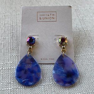 14th& Union Women Earrings Purple Gold Tone Fashion Ear Jewelry New